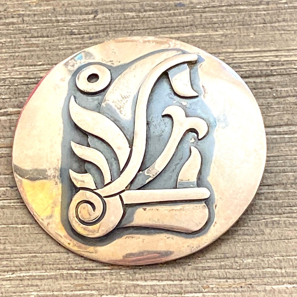Vintage Signed by Adan Alvarado TAXCO 925 STERLING SILVER Quetzalcoatl Broach